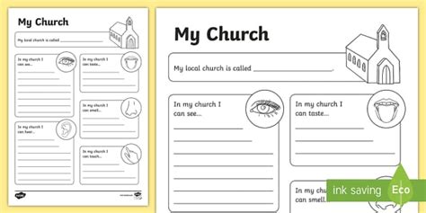 My Church Senses Worksheet Worksheet Teacher Made
