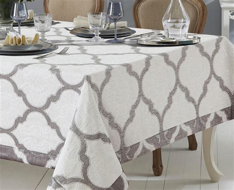 Sienna Whitegray Reversible Tablecloth Discount Luxury Tablecloths