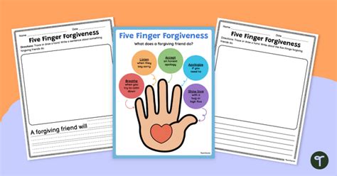 Five Finger Forgiveness Poster And Writing Activity Teach Starter