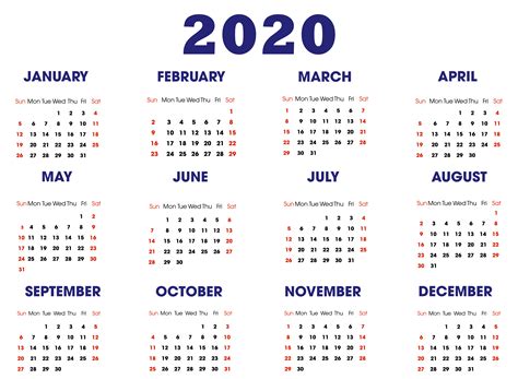 2020 Calendar Template 2020 Calendar Template Calendar Template