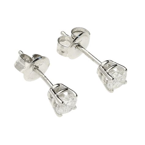 Second Hand Ct White Gold Diamond Stud Earrings Ct Miltons