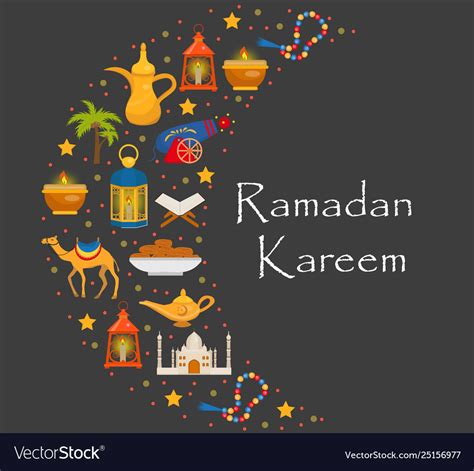Ramadan Kareem Greeting Card With Arabic Design Vector Image