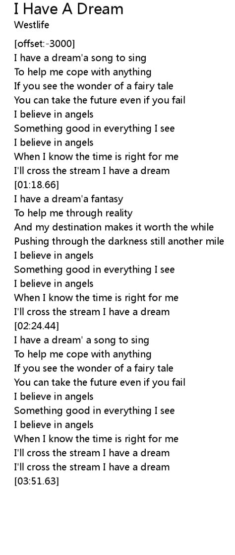 I Have A Dream Lyrics Follow Lyrics
