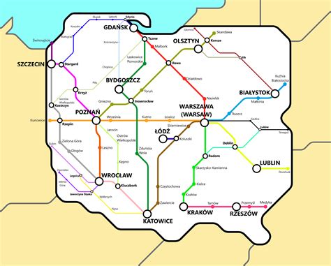Railways Of Poland Styled As A Subway Map Poland Map Map Subway Map