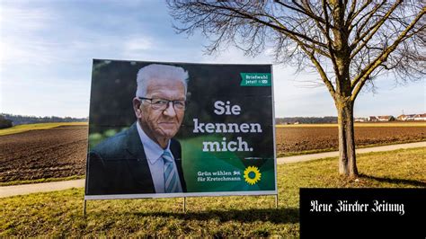 Wahlplakat mit dem spitzenkandidat der grünen, winfried kretschmann. Wie Kretschmann die Grünen zur Volkspartei antreibt