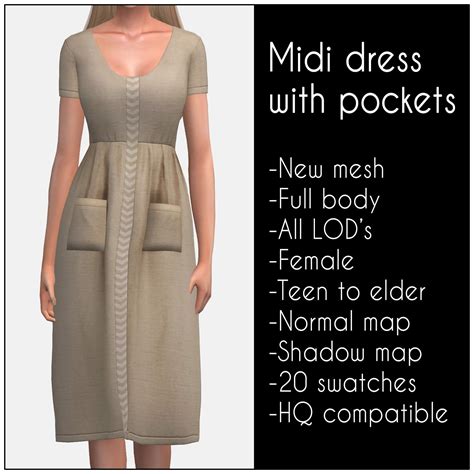 Sims 4 Cc Midi Dress With Pockets