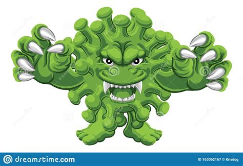 Bacteria Virus Evil Microbe Monster Cartoon Stock Vector