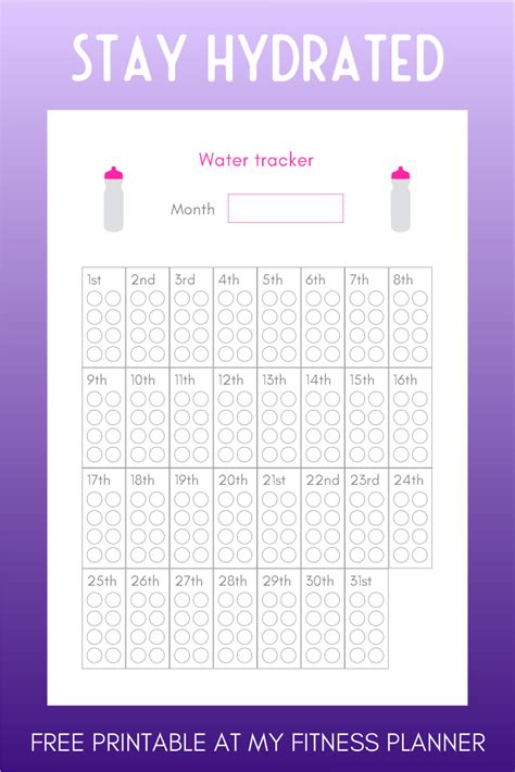 Printable Water Tracker Water Tracker Daily Water Intake Water