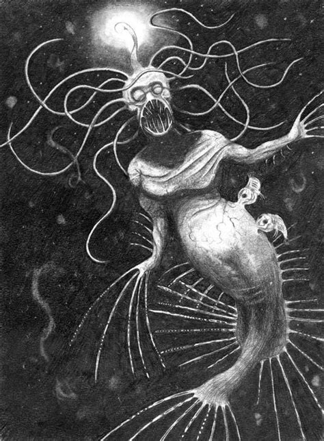 Deep Sea Mermaid Sea Creatures Drawing Under The Sea Drawings Scary