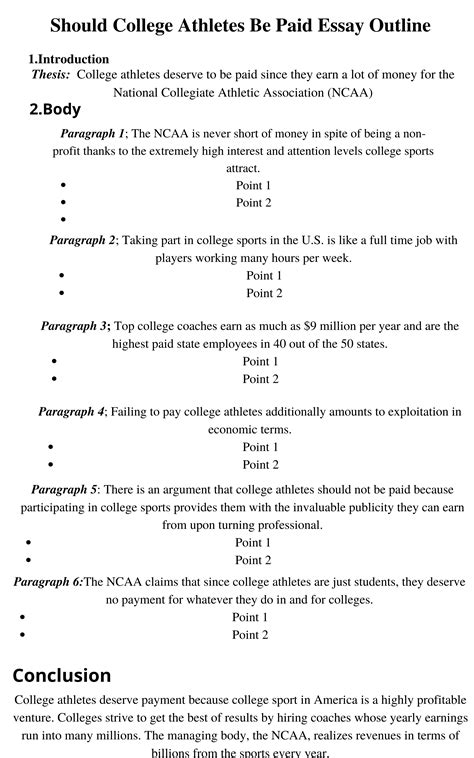 Should College Athletes Be Paid? Essay Example, with Outline | Essay
