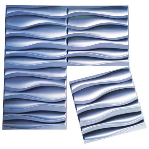 Art3d Wave Design I 197x197in Blue Pvc 3d Wall Panel 12 Pack