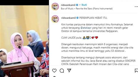 Atalia Praratya Raih Gelar Doktor Di Unpad Ridwan Kamil Kenang