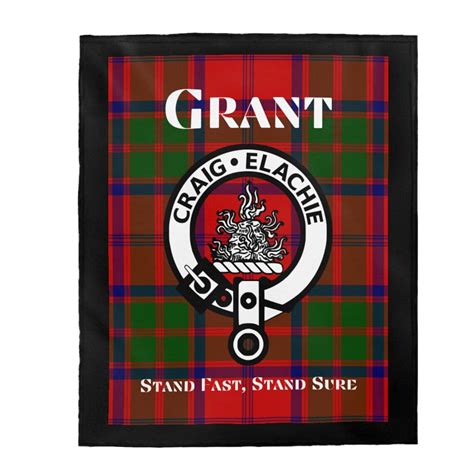 Clan Grant Scottish Tartan Crest Blanket Etsy