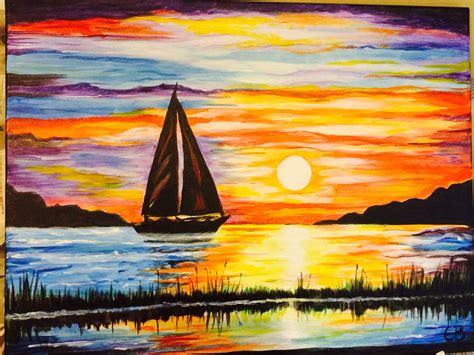 Sunset In Pacificacrylic Elena Berari S Art Landscape Quilts Art