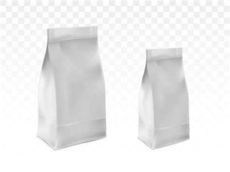 Download Blank White Sealed Plastic Bags Realistic Vector For Free