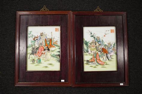 Chinese Ceramic Tiles With Hand Painted Traditional Scenes Ceramics