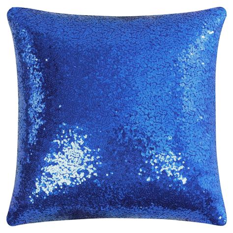 Sparkling Sequin Decorative Throw Pillow Cover 16x16 Royal Blue