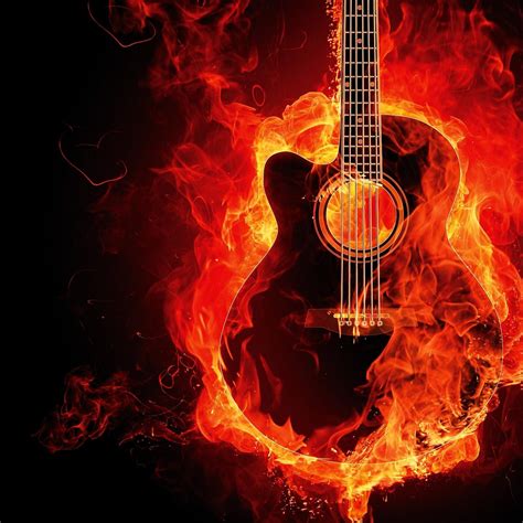 Flaming Guitar Wallpaper 4k Black Background