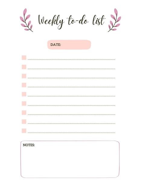 Weekly To Do List Fillable Digital Printable PDF Etsy