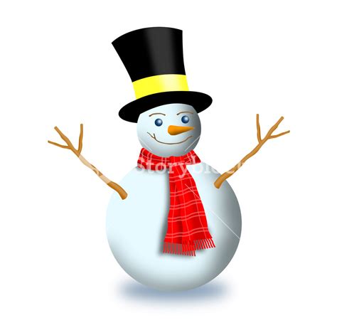 Snowman With Scarf And Top Hat Royalty Free Stock Image Storyblocks
