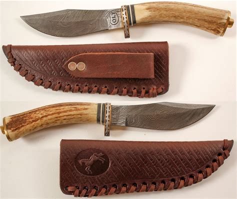 Colt Damascus Hunting Knife With Leather Sheath 75668 Holabird