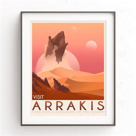 Visit Arrakis Dune Poster Frank Herbert Wall Decor Sandworm Etsy