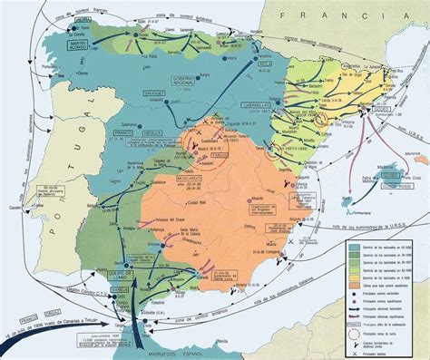 Map Displaying The Territorial Evolution Of The Spanish Civil War R