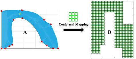 Figure S4 The Conformal Mapping Process Between Meshed Geometry And