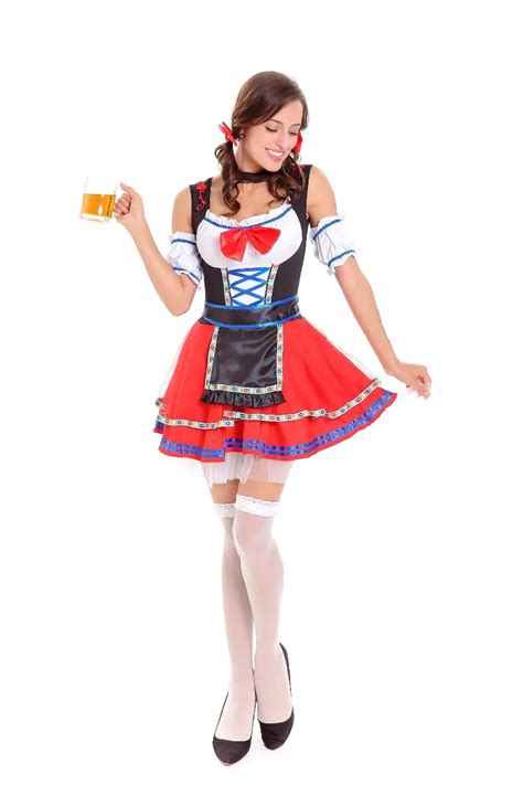 free sipping women halloween german beer girl costume fancy dress sexy beer girl oktoberfest