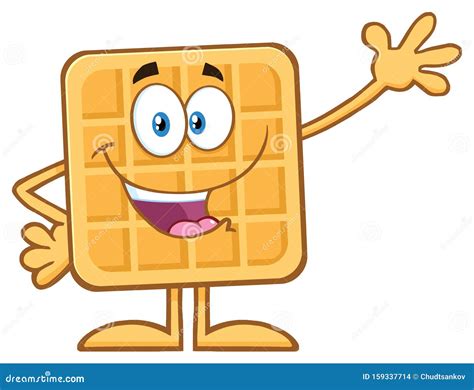 Happy Square Waffle Cartoon Mascot Character Waving Royalty Free Stock
