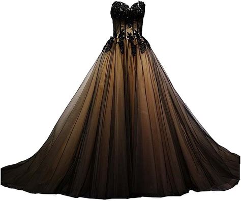 Buy Kivary Sweetheart Black Tulle Gold Lace Corset Ball Gown Gothic