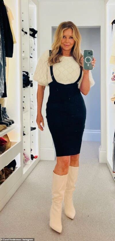 Carol Vorderman 61 Slips Her Enviable Curves Into A Black Pinafore
