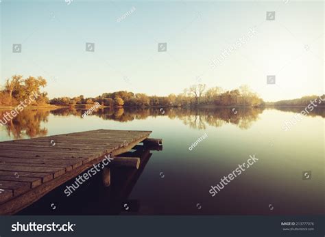 Autumn Lake Wooden Dock Stock Photo Edit Now 213777076 Shutterstock