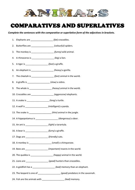 Comparatives And Superlatives Online Worksheet For A1 You Can Do The