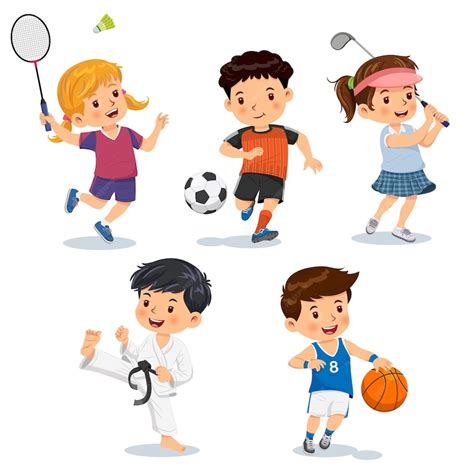 Premium Vector Ittle Children Playing Different Sports Badminton