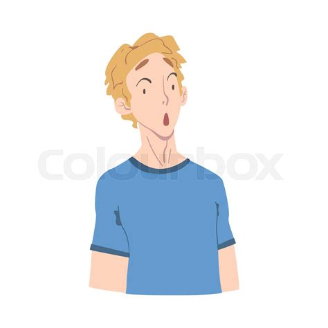 Surprised Guy Young Man With Shocked Face Expression Cartoon Style