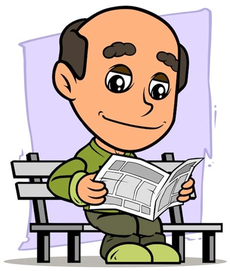 Premium Vector Cartoon Old Man Character Reading Newspaper