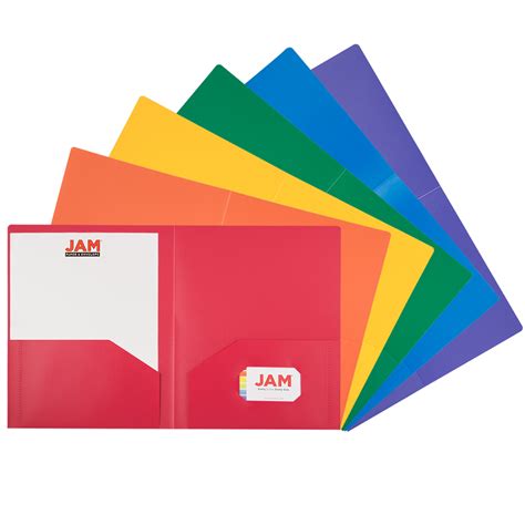 Jam Heavy Duty Plastic 2 Pocket School Folders Assorted Primary Colors