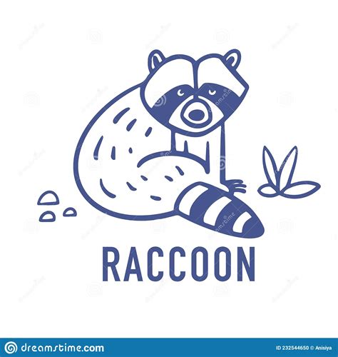 Cute Raccoon North American Animal Native Mammal Outline Logo Design