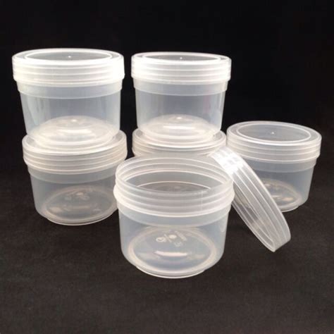 12 Small Clear Plastic Jar Cup With Screw Lids Food Storage Container