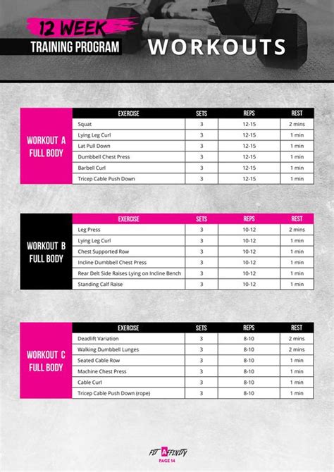 12 Week Gym Workout Plan For Women Fit Affinity