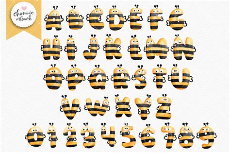 Little Bee Alphabets And Numbers Honey Bee Alphabet Bee Etsy