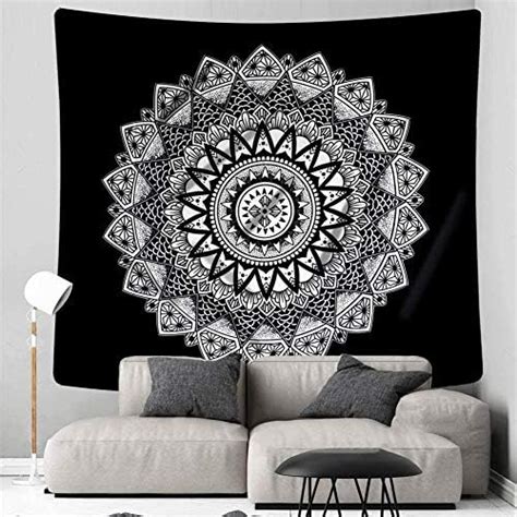 Ucio Mandala Tapestry Black And White Tapestry Wall Hanging For
