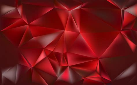 Download Wallpapers Polygons Triangle 4k Red Background Geometry