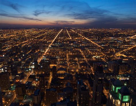 Aerial View Of Chicago Streets At Night Blogzuthofnl