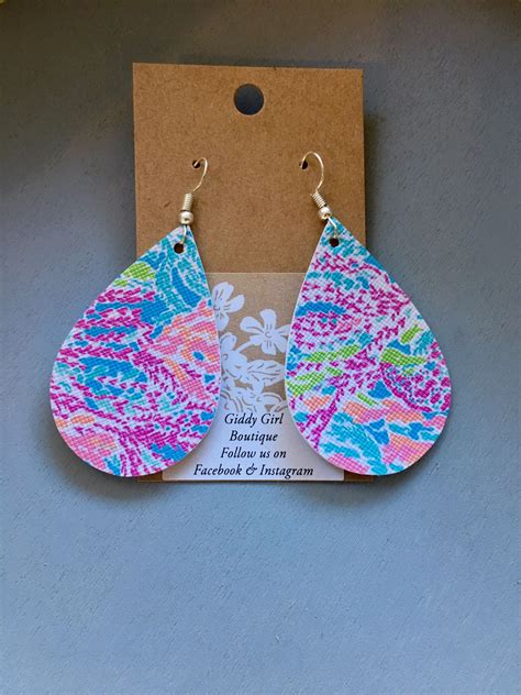 Lilly Pulitzer Inspired Leather Earrings 8 Girls Boutique Lilly