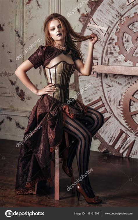 Portrait Of A Beautiful Steampunk Woman Stock Photo By Fotolit