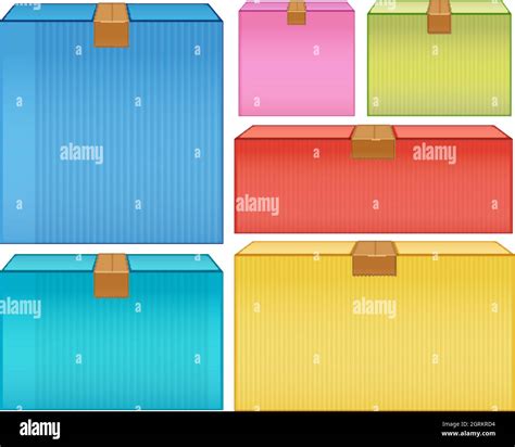 Different Sizes Of Cardboard Boxes In Many Colors Stock Vector Image
