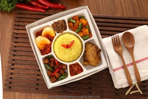 Bebek goreng, lalapan sederhana, jajan. Nasi Kotak - Mika Dus 7 Sekat / Partisi 20 x 20 cm ala Dapur Solo (Stock : Ready) | Home