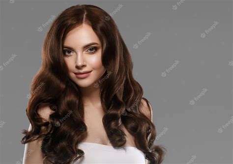 premium photo portrait beautiful hair skin woman beauty female long curly hair color